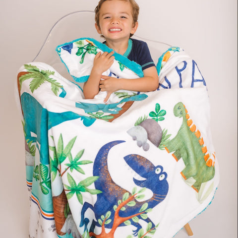 dinosaur minky throw blanket for kids